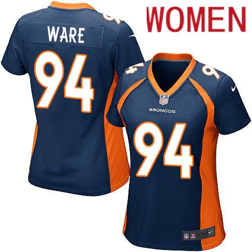 Women Denver Broncos #94 DeMarcus Ware Nike Navy Game NFL Jersey->women nfl jersey->Women Jersey